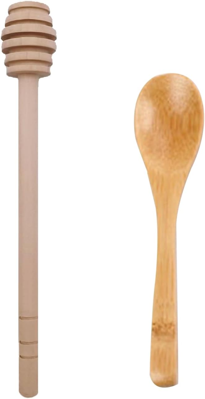 Read more about the article 2PCS Wooden Honey Stick and Spoon Set – 6-Inch Honey Dippers with Long-Handle