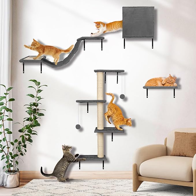 Read more about the article Myiosus Climbing Wall Cats, 10-Piece Cat Climbing Wall Set, Sturdy Cat Scratching Post Wall,