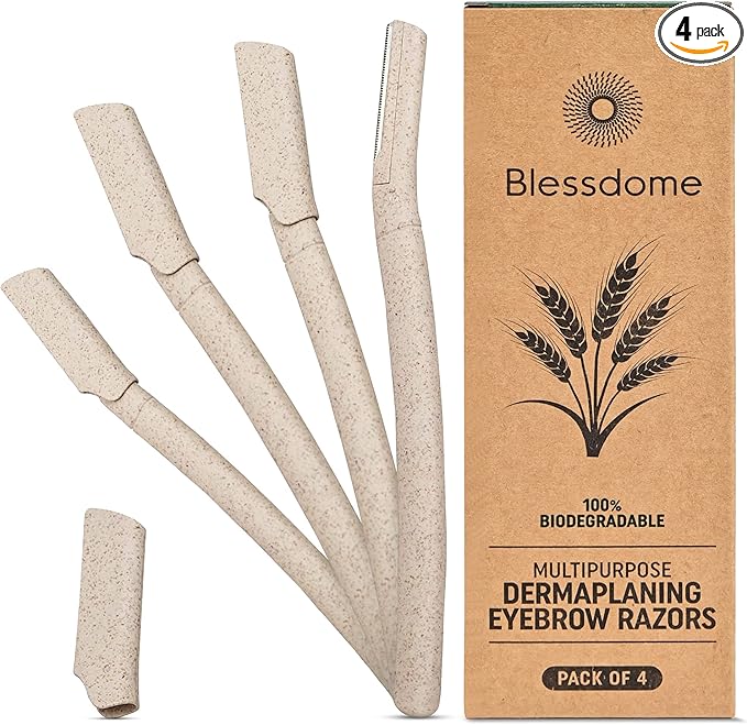 Read more about the article Dermaplaning Razors for Face (4 Count) – Biodegradable Wheat Straw Eyebrow Razor Kit for Women