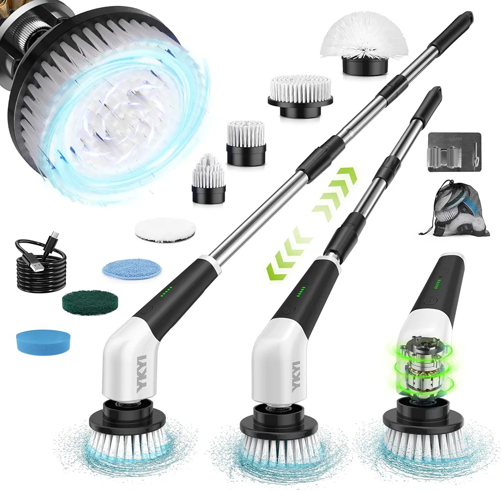 Read more about the article Electric Spin Scrubber,Cordless Electric Cleaning Brush,Shower Scrubber 2 Speeds,8 Brush Heads,IPX7 Waterproof,Adjustable Long Handle for Bathroom, Tub,