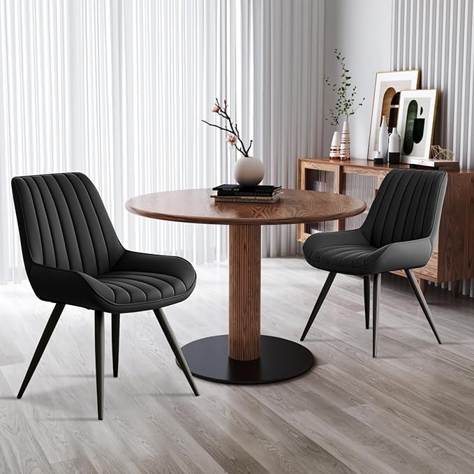 Read more about the article Mid Century Modern Dining Chairs Set of 2 – Premium Leather Upholstered Kitchen Chairs with Padded Seat & Reinforced