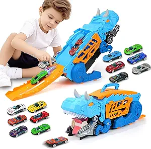 Read more about the article Dinosaur Transporter Truck with 12 Die-Cast Car Toys