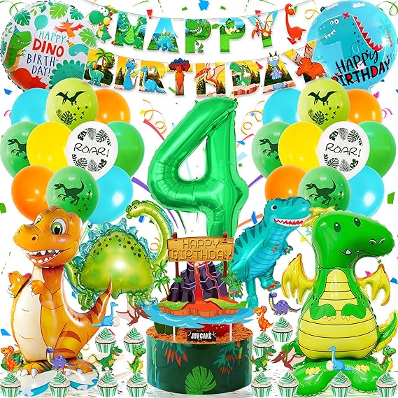 Read more about the article Dinosaur Birthday Decoration 4 Years, Dinosaur Birthday Decoration 4 Years Boy with 3D XXL Dino Balloon, Happy Birthday Garland, Dino Party Foil Balloon Green Jungle Decoration for Dino Decoration