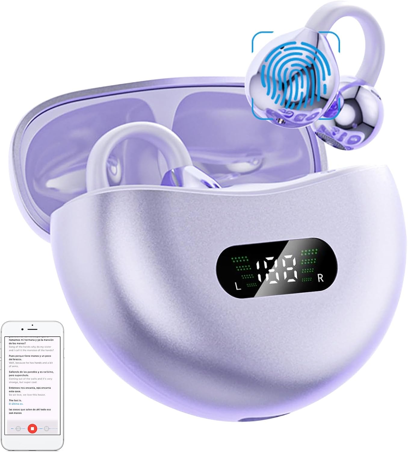 Read more about the article AI translation earbuds real time light purple