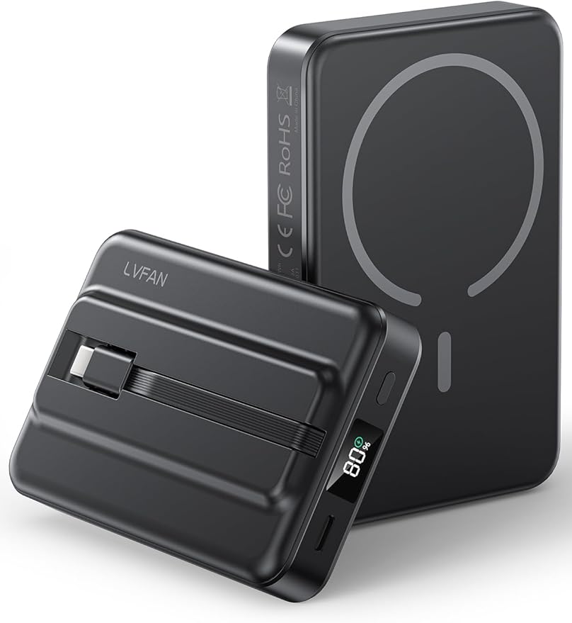 Read more about the article LVFAN Tragbares Ladegerät für Mag-Safe mit integriertem USB-C-Kabel, kabellose magnetische Powerbank mit 10000 mAh, PD-Schnelllade-Reiseakkupack für iPhone 16/15/14 Serie, Samsung Galaxy, Google Pixel