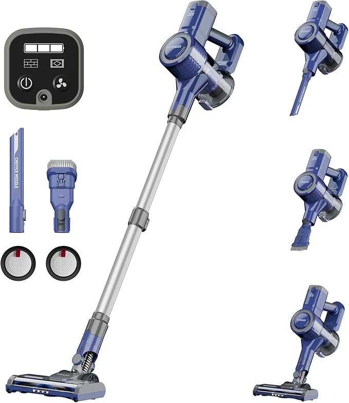 Read more about the article YONNDER Cordless Vacuum Cleaner, 30Kpa, 35Min Runtime, Lightweight Rechargeable Battery Powered Stick Vacuum with Headlight, Anti-Tangle for Pet Hair,