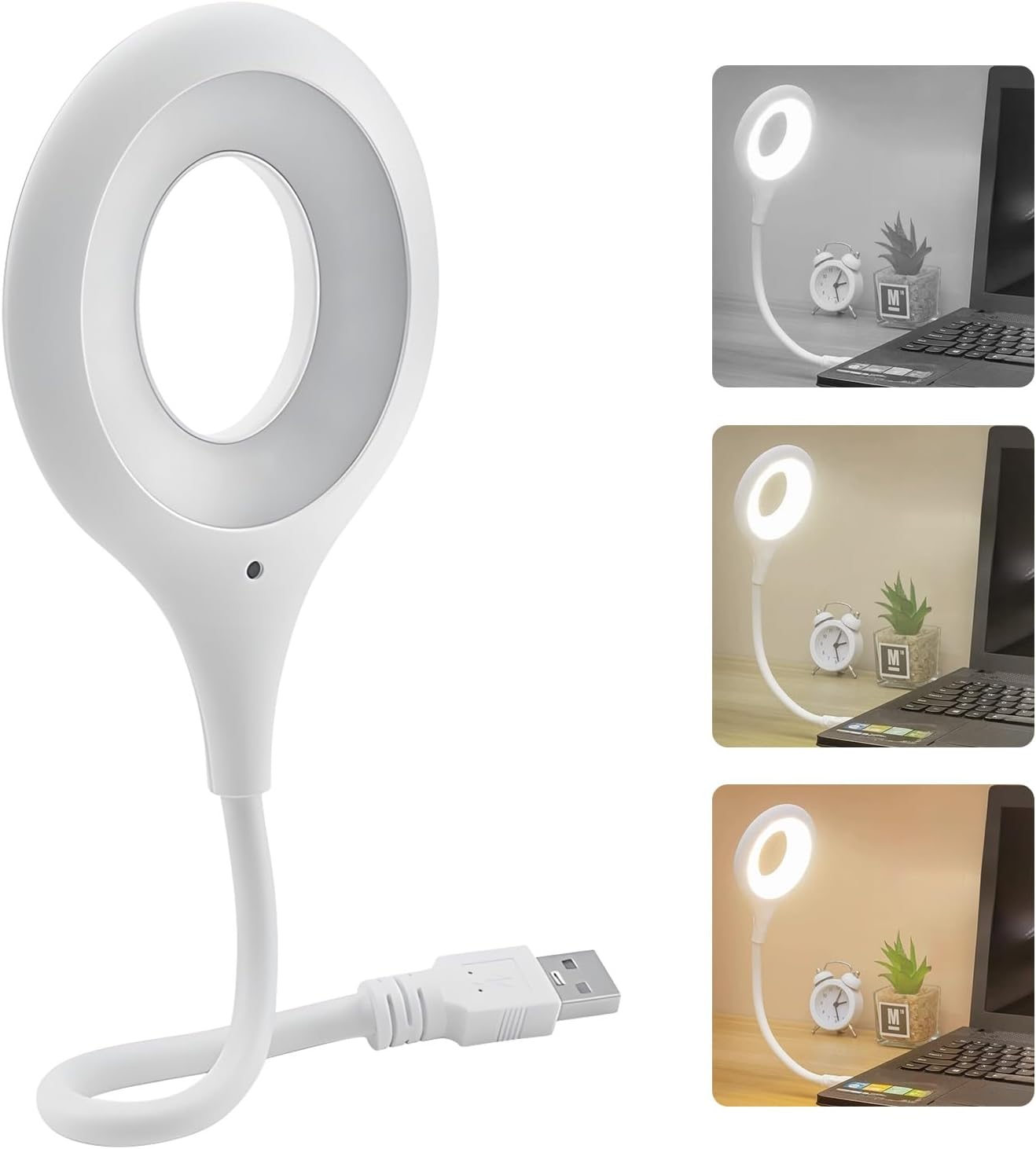 Read more about the article USB Table Lamp Reading Lamp with Voice Control, 360° Rotatable, 29 cm Flexible Arm, 3 Color Modes, Dimmable, White [Energy Class A]