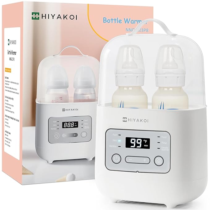 Read more about the article Bottle Warmer, HIYAKOI Fast Baby Bottle Warmer for Breastmilk with Smart Temperature Control, Keep 24H, Sterili-zing, Heat Baby Food, Thaw, Double Bottle Warmer for All Bottles