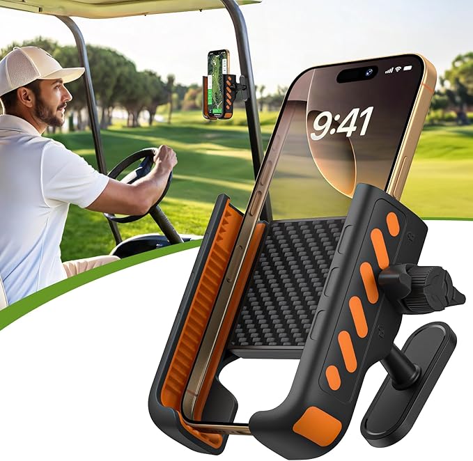 Read more about the article Magnetic Golf Cart Phone Holder – Golf Cart Phone Mount with N52 Magnets Compatible with EZGO Club Car Yamaha, Golf Phone Caddy for Cell Phone iPhone Samsung & More, Golf Accessories for Men Women