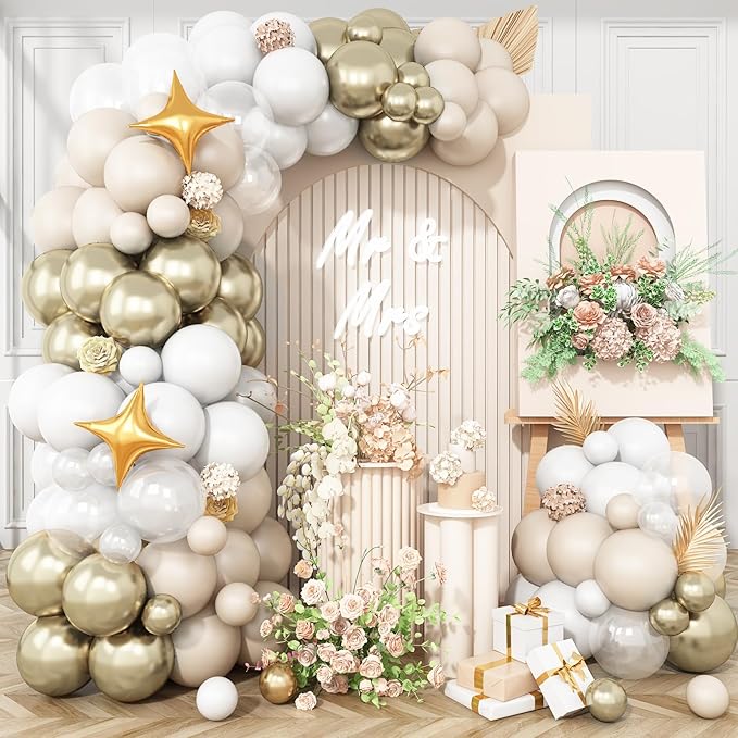 Read more about the article Cream White Gold Balloon Arch Kit