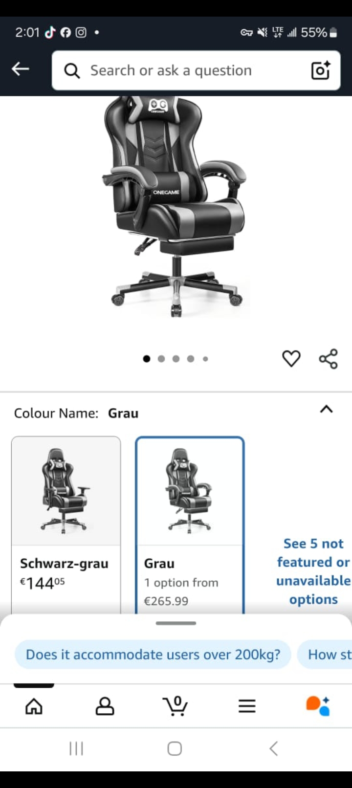 Read more about the article Gaming Stuhl mit Fußstütze, höhenverstellbar Computer Video Game Stuhl hohe Rückenlehne, ergonomische Home Office Stuhl 150KG-200KG, Grau