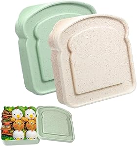 Read more about the article Sandwich Containers, Sandwich Containers for Lunch Boxes Plastic Toast Shape Food Storage Sandwich Box with Lid, BPA Free and Reusable,