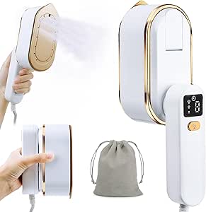 Read more about the article Travel Clothes Steamer Portable Iron, LCD Screen 2 in 1 Handheld Steam Clothing Wrinkles Remover for Garments, 3 Steam Levels, 10S Fast Heat-up, 150ML Water Tank, Iron for Home, Office, Travel