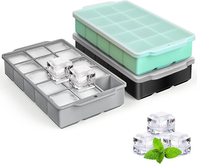 Read more about the article Silicone Ice Cube Tray with Lid, 3 Pack Easy-Release Flexible 15 Ice Cube Molds