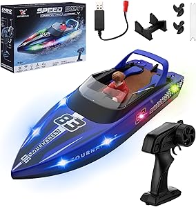 Read more about the article Snorthy Remote Controlled Boat with LED Light 2.4 GHz RC Boat for Children 15 km/h Rechargeable 1200 mAh