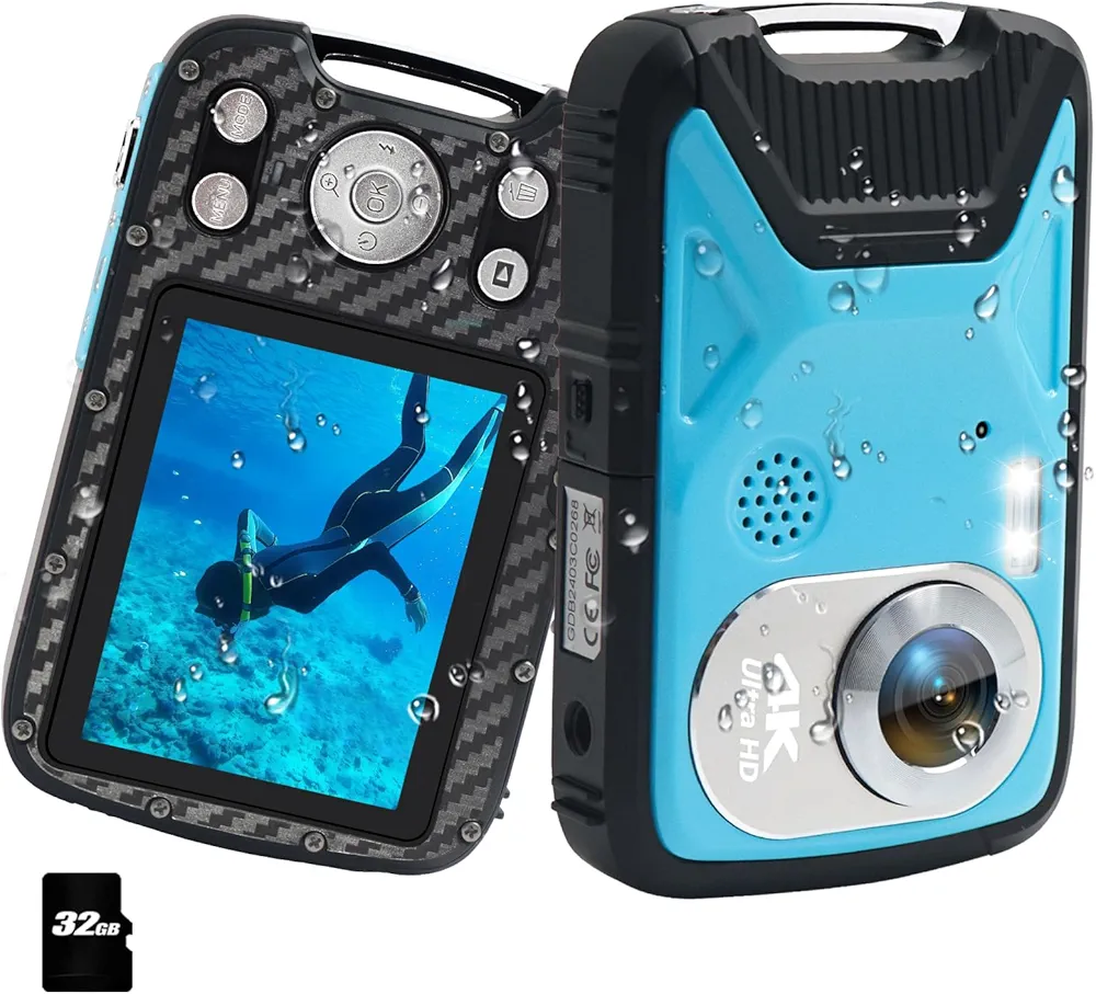 Read more about the article Waterproof Camera 4K 48MP 17FT Underwater Camera for Snorkeling,Auto Focus 32GB Card,