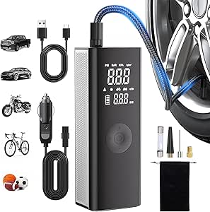 Read more about the article Tire Inflator Portable Air Compressor – 5X Faster 180PSI Cordless Air Pump for Car Tires, Motorcycles, Bikes & Balls with Digital