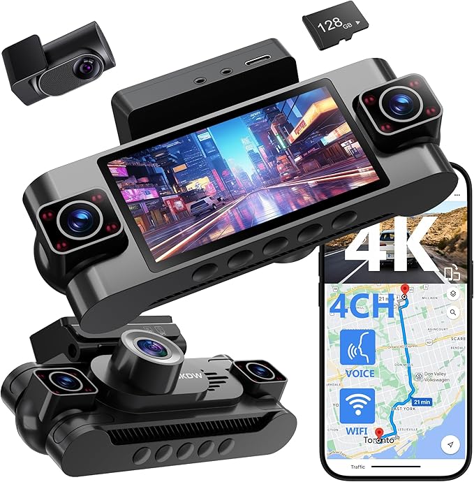 Read more about the article Dash Cam 360° View,4K Front Rear Inside Dashcam,