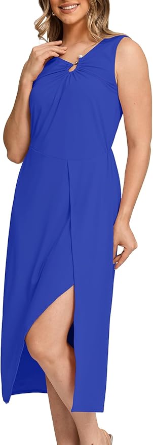 Read more about the article Women Sleeveless Midi Dress Summer | Formal Cocktail Waist Tank Dresses for