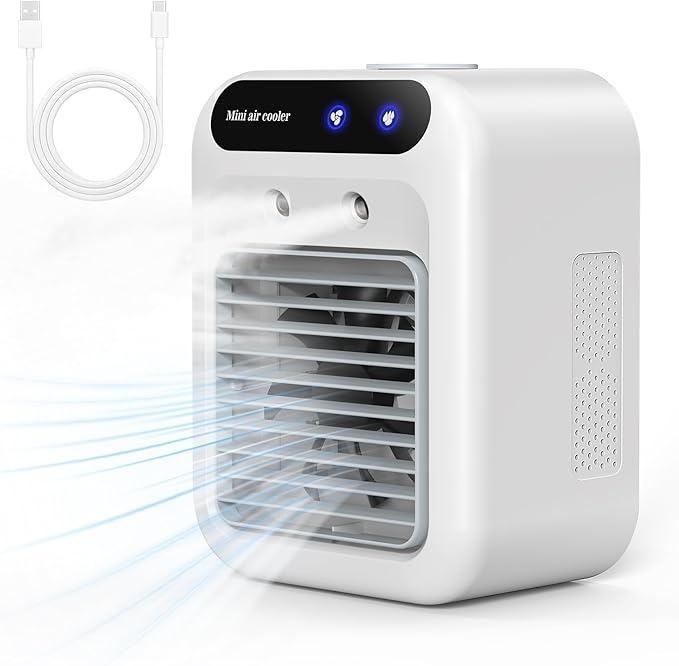 Read more about the article Portable Air Cooler,Mini Mobile Air Conditioner,4 in 1 Room Cooler,Mobile Air Conditoner Cooler Fan with 2 Speeds, Quiet Mini Desk Air Conditioner for Home, Bedroom, Travel, and Office(500ML)