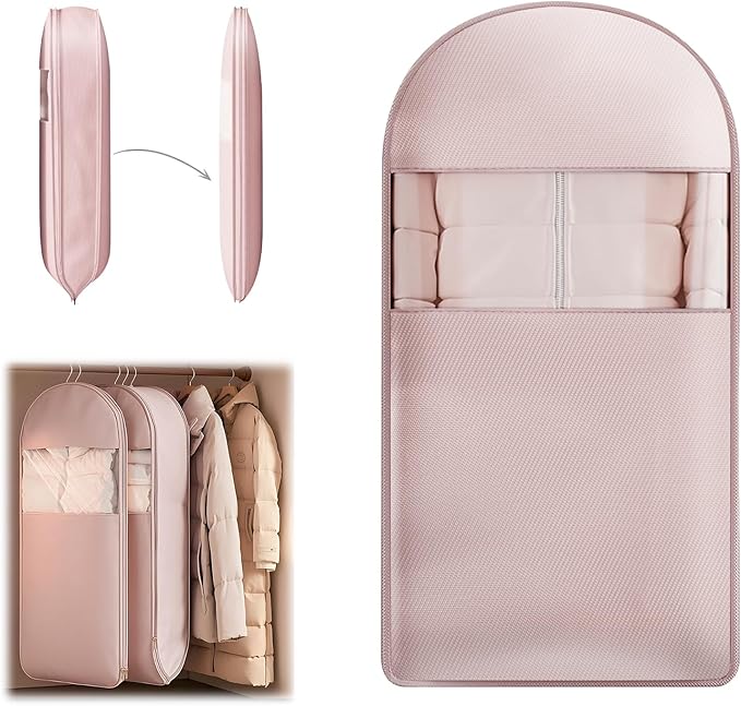 Read more about the article Space Saving Hanging Garment Bag with Self Compression Zipper,Clear Garment Bag for Hanging Clothes,Dust Cover Clothes Bags for Down Coat,Suit Bags for Closet Storage,Hanging Protector for Coats