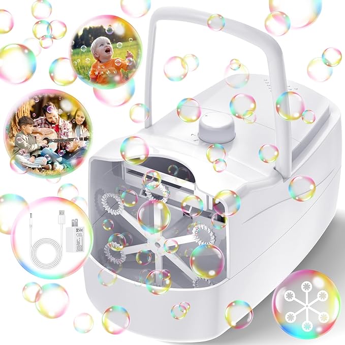 Read more about the article Bubble Machine, Automatic 18000+ Per Minute Big Bubbles Blower Maker for Kids Toddlers with 2 Speeds,