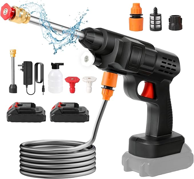 Read more about the article 21V 20bar Cordless Pressure Washer, 6000mah Portable High Pressure Water Gun, with 5m Hose, 6-In-1 Multi-Spray Nozzle
