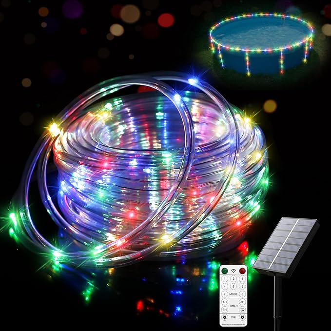 Read more about the article Solar Pool Fountain with Lights for Above Ground Pools,XJUGEZ Pool Lights with 9-Colors LED Lights and RF Remote，Above Ground Pool Fountain 360° Adjustable Water Sprinkler with Two Splash Modes