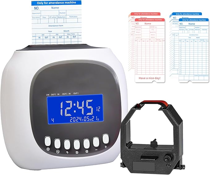 Read more about the article Card Attendance Machine – Time Tracker Bundy Clock for Small Business – in and Out Time Clocks with Gifts, White