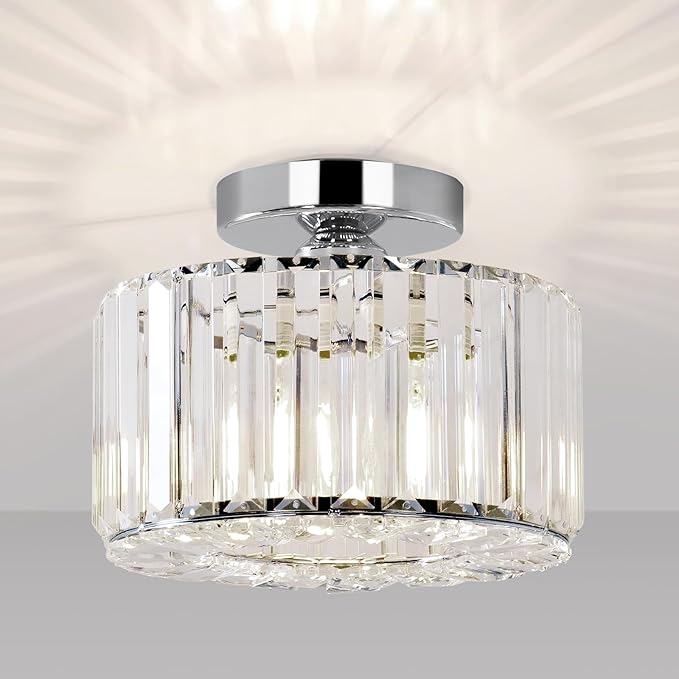 Read more about the article Seruno X Chandelier Crystals Ceiling Light, Chrome Modern Ceiling Lighting Fixtures, Semi Flush Mount Ceiling Light for Living Room Bedroom Kitchen Dining Room Hallway Bathroom Foyer Bar (E27 Base)