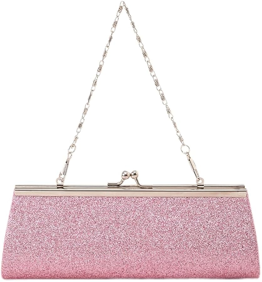 Read more about the article Glitter Evening Clutch Purse, Pink, 20 x 8.5 x 5 cm, Chain Strap,