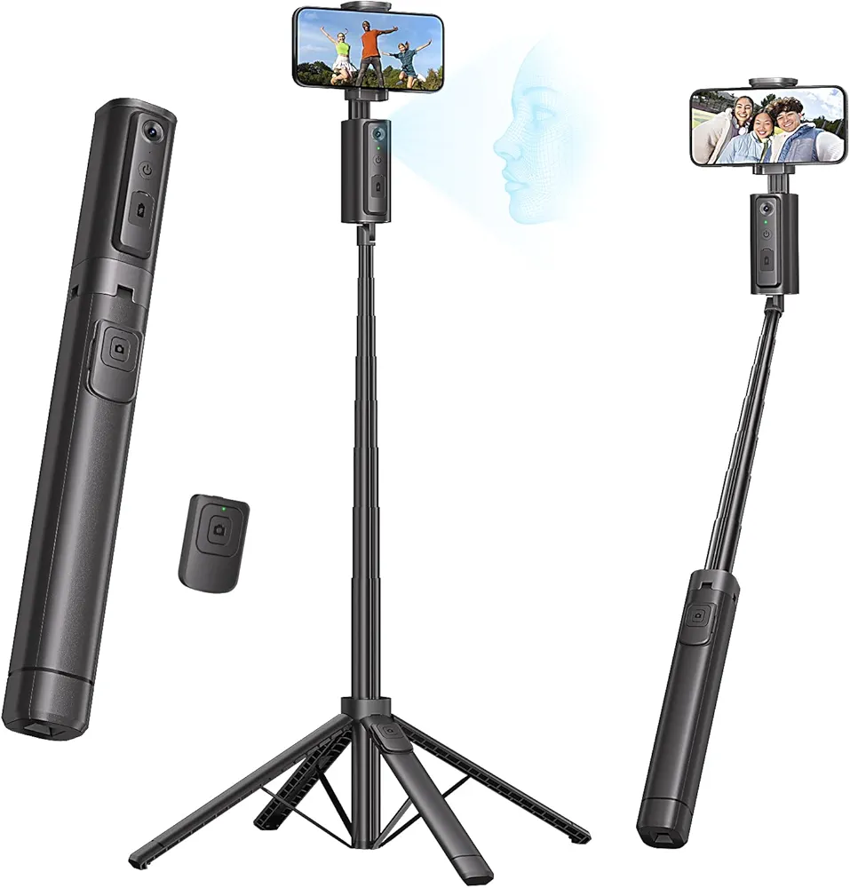 Read more about the article Auto Face Tracking Tripod,67”Phone Tripod for iPhone,360° Rotation Follows Your Movement