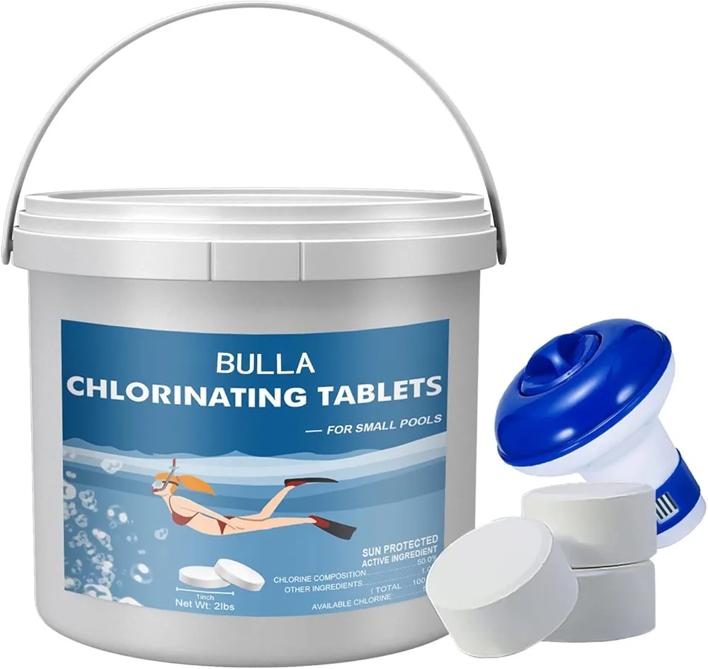 Read more about the article Chlorine Tablets for Swimming Pool, 1 lb Pool Cleaning Tabs + Floating Chlorine Tabs Dispenser, 1 Inch large Cleaning Tablets for Hot Tub, Swimming Pool Paddling Pool Spa Bathtubs