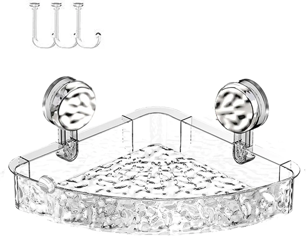 Read more about the article Suction Cup Shelf Shower Shelves Corrugated Holder,Organizer with 3 Hooks