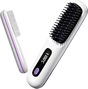 Read more about the article Go Brush Pro, Cordless Hair Straightener Comb, Portable Heated Straightening Brush with Ionic Technology, 3 Heat Settings & LED Screen, MCH Ceramic Heating for Frizz-Free Styling (White)