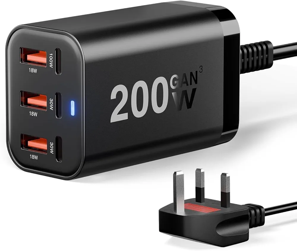 Read more about the article 200W USB C Charging Station 6-Port GaN III USB C Charging Hub PD 100W 65W Laptop Fast Charger Compatible