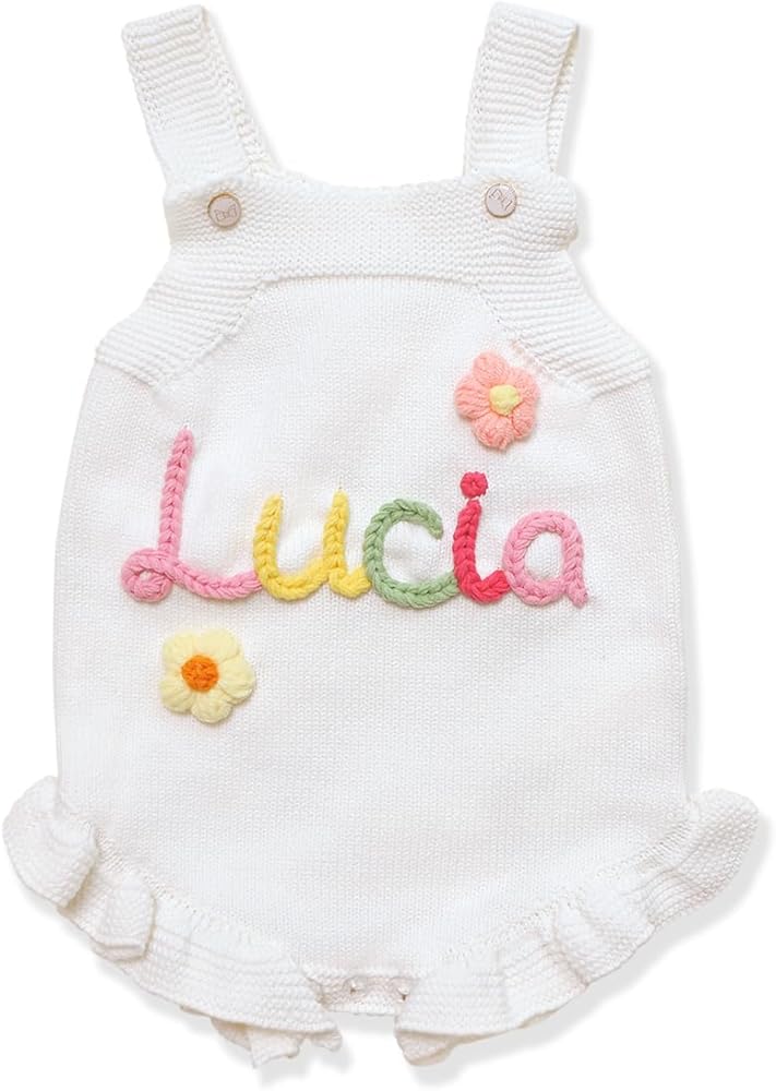 Read more about the article Personalized Baby Romper,Infant Rompers Girl,Custom Knitted Toddler Girl Onesie