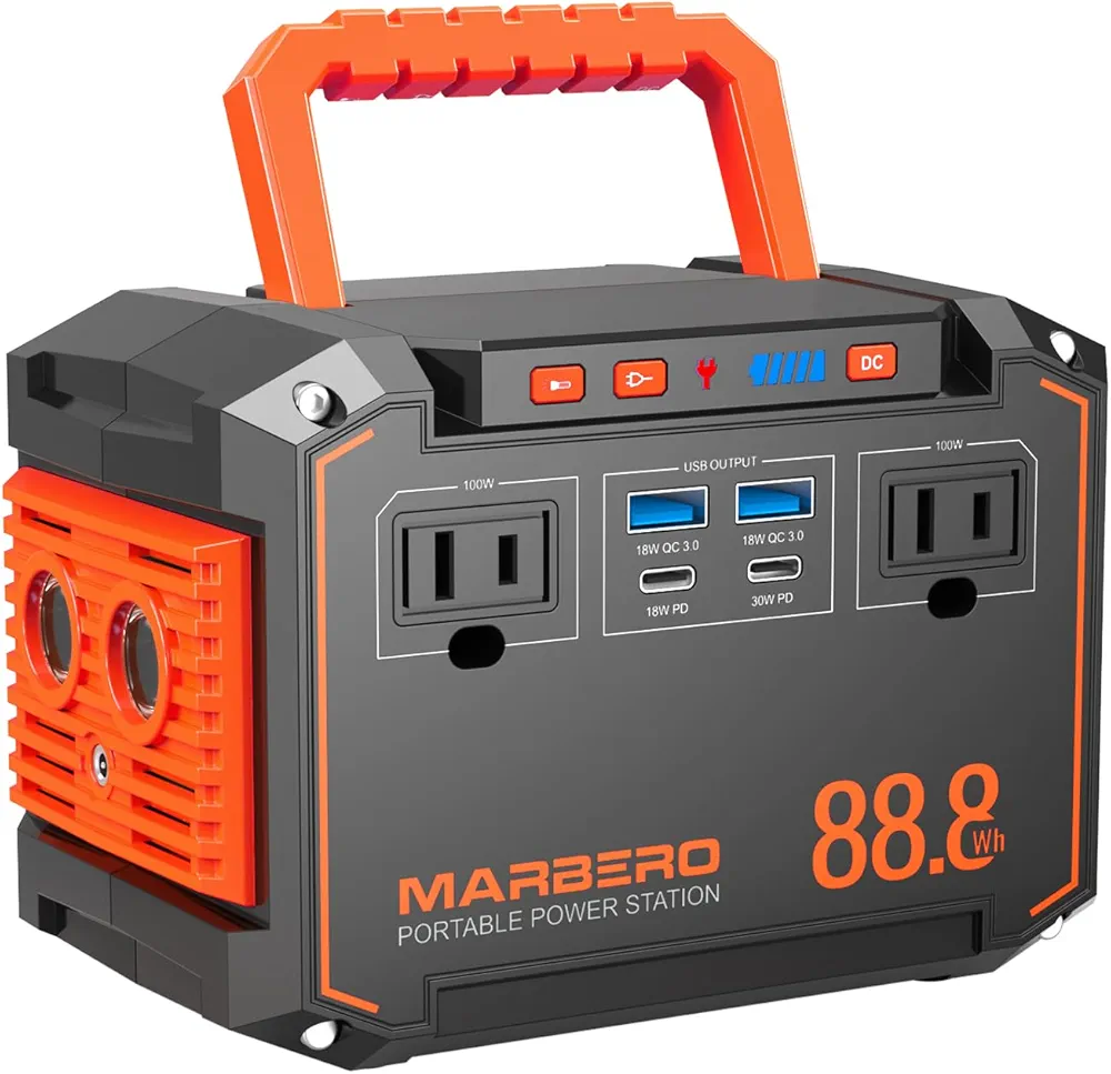 Read more about the article MARBERO 88.8Wh Portable Power Station Backup Lithium Battery Solar Generator 150W Max AC & 30W USB-C Output for Camping