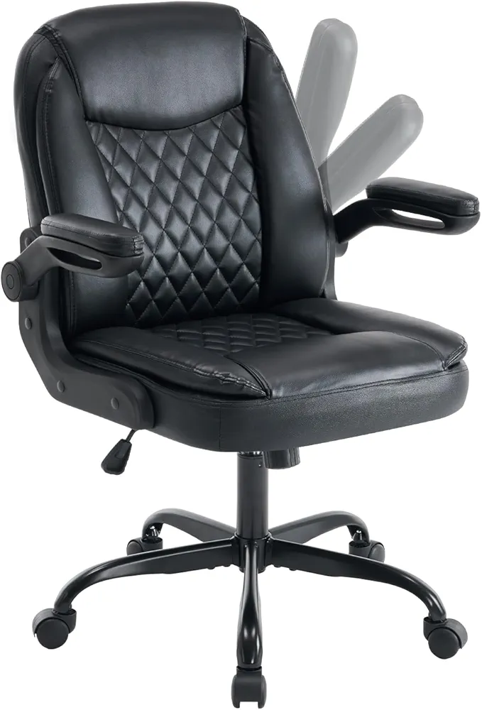 Read more about the article Office Chair, Executive Leather/PU Home Office & Small Gaming Desk Chair with Ergonomic Back & Lumbar Support, 360°Swivel
