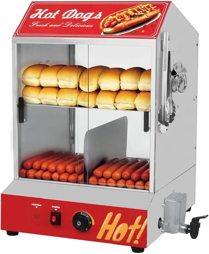 Read more about the article Hot Dog Steamer Machine, 31.7QT/30L, 2-Tier Electric Hot Dog Steamer with Bun Warmer, Adjustable Temperature
