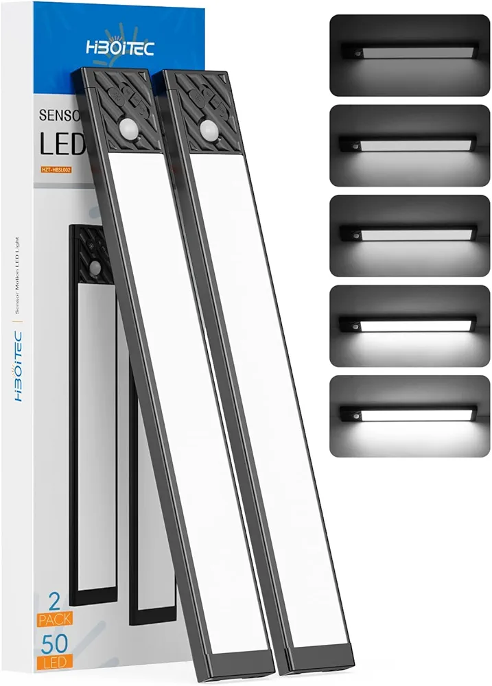 Read more about the article HIBOITEC Newest Under Cabinet Lights, 1500mAh USB Motion Sensor Cupboard Lights, Magnetic Wireless Wardrobe Lamp for Hallway, Kitchen, Cool White, 25.5 cm