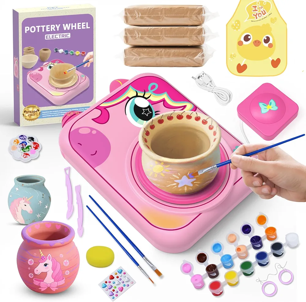 Read more about the article Pottery Wheel for Kids, Girls Arts and Crafts Toys for Kids Ages 8-12,Pottery Studio Craft Kit with 3 Pack Air-Dry Clay