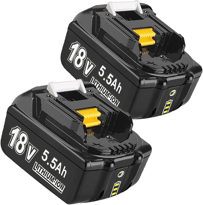 Read more about the article 2 x 18 V 5.5 Ah replacement battery for BL1850B BL1840 BL1830 BL1815 BL1860B BL1845 BL1850 BL1835 194205-3 LXT-400 with LED tool battery