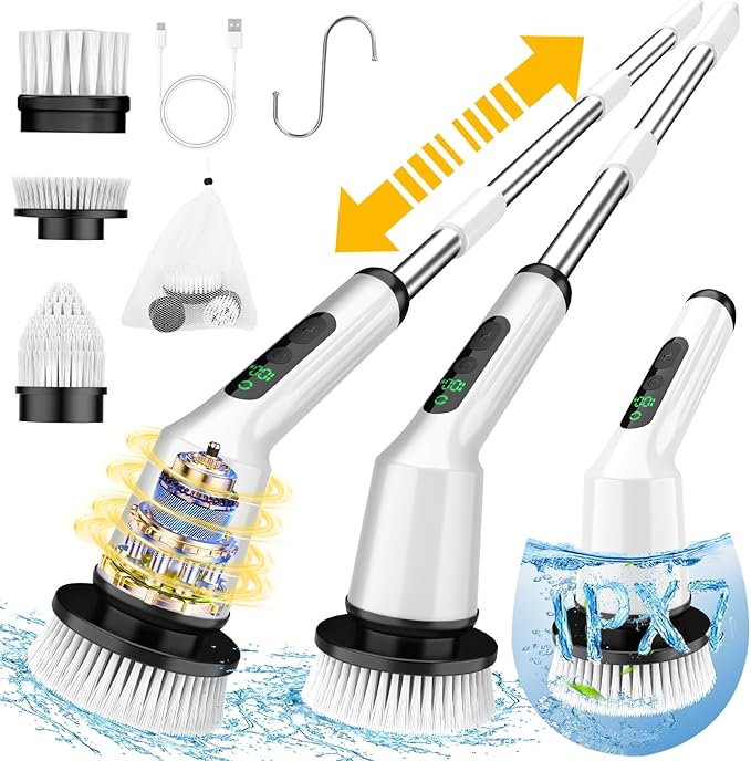 Read more about the article Electric Spin Scrubber for Cleaning Bathroom, Shower Scrubber Cordless Cleaning Brush with IPX7 Waterproof & 2 Speed, 3 Brush Heads, Bathroom Cleaning Supplies for Shower Tub Kitchen Tile Toilet White