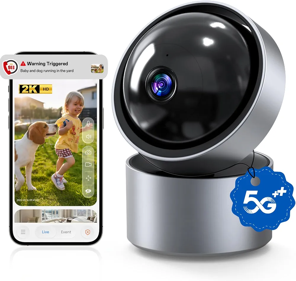 Read more about the article Security Camera Indoor – Protect What Matters, 2.4G & 5G WIFI 2K Smart Security Camera | U.S. Cloud | 911 Emergency Dispatch