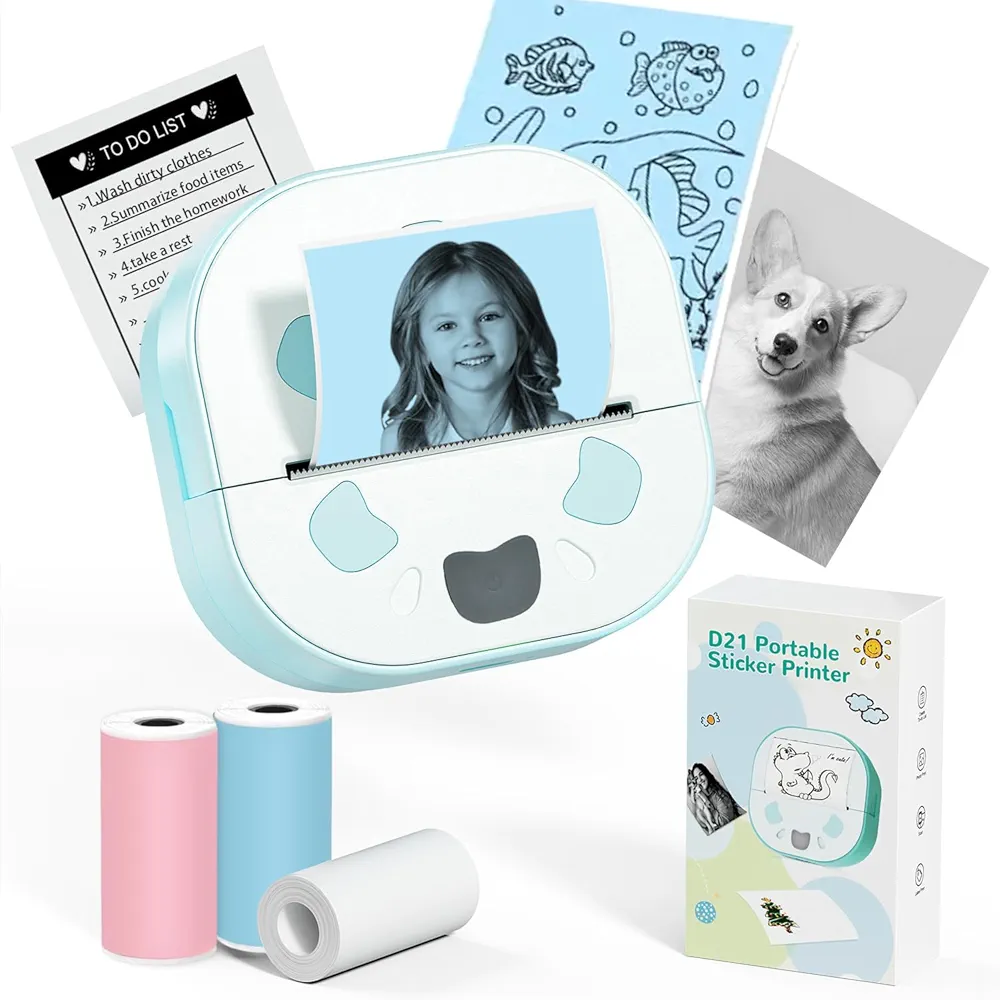 Read more about the article Byeodio Sticker Printer, Mini Photo Printer, Bluetooth Portable Sticker Maker with 3 Rolls Paper, Print Pod Inkless Thermal Printers for iphone, Impresora Portátil for Notes, Journal, DIY, Kids Gift
