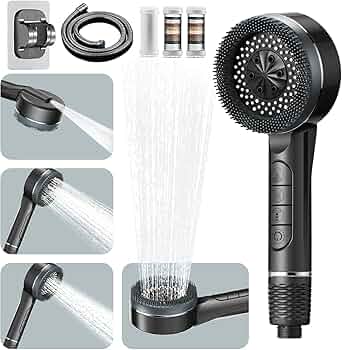 Read more about the article High Pressure Shower Heads,with 15 Stage Filter,1.5M Shower Hose and Shower Stand,4 Spray Jet Modes High Pressure Bathroom Shower Head, with Pause Switch, Massage Water Saving Large Shower