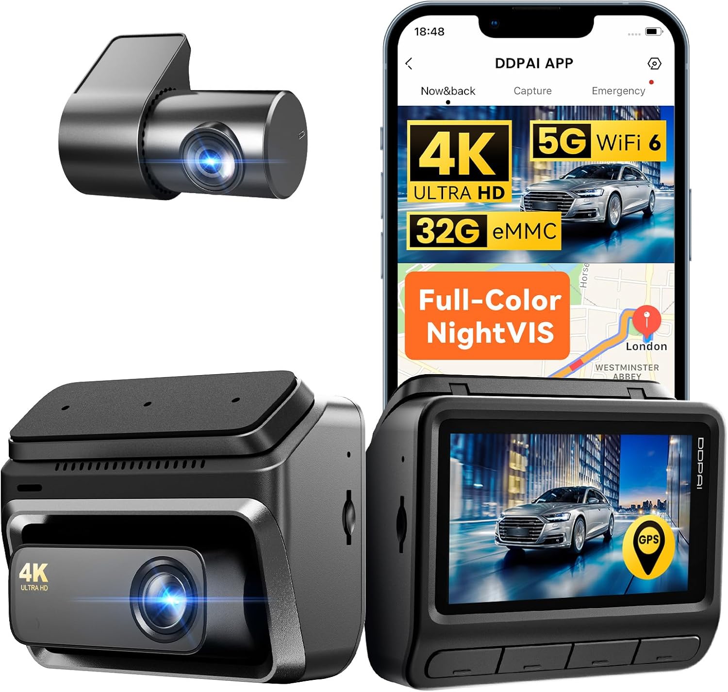 Read more about the article Dash Cam Front and Rear, 4K + 1080P Dash Camera