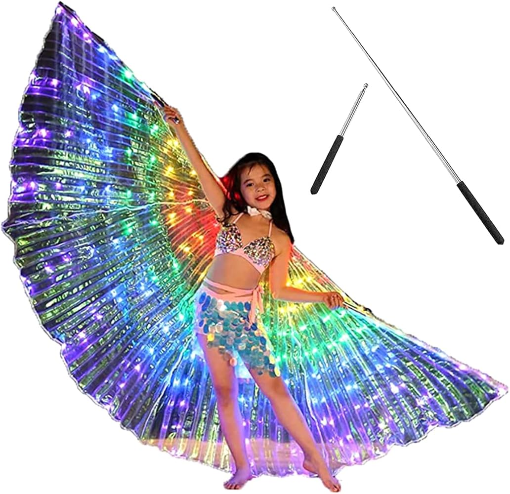 Read more about the article LED Isis Wings,Belly Dance Wings LED Butterfly Wings with Telescopic Sticks Colorful Rainbow Light Butterfly Wings