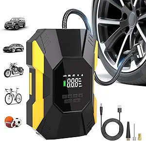 Read more about the article Tire Inflator Portable Air Compressor,150PSI Cordless Air Pump for Car Tires with Rechargeable Battery & Digital Pressure Gauge, 5X Faster Portable